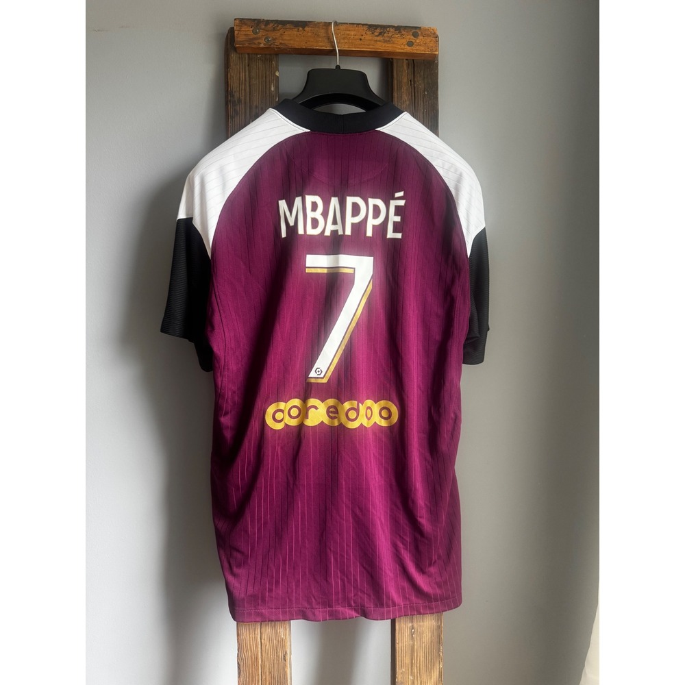 Jordan PSG Mbappe 7 Jersey Mens XL 2020-21 Third Kit Bordeaux Purple Gold